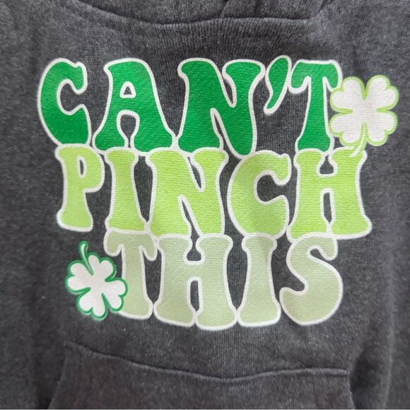 Kids “Can’t Pinch This” green and gray shamrock hoodie size small NWT - Picture 2 of 5